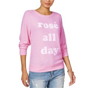 Dream Scene Womens Cotton Rose All Day Sweatshirt, Pink, XS, DM